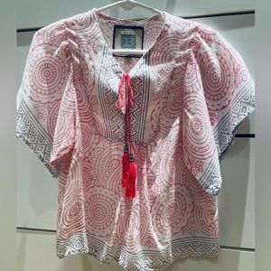 Bell flutter sleeve top with split neckline